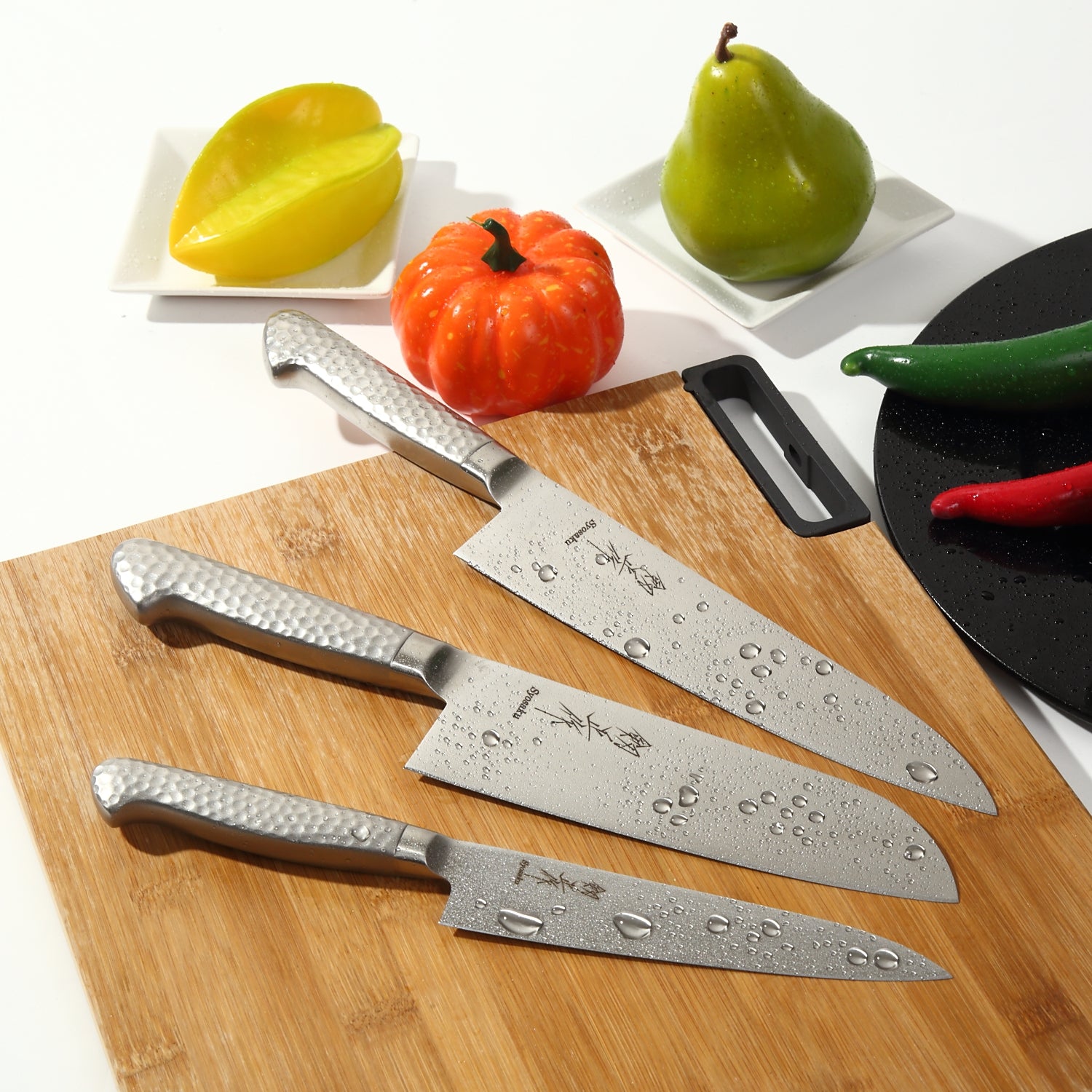Syosaku Japanese Petty Best Sharp Kitchen Chef Knife Hammered Damascus VG-10 46 Layer Octagonal Magnolia Wood Handle, 6-Inch (150mm)