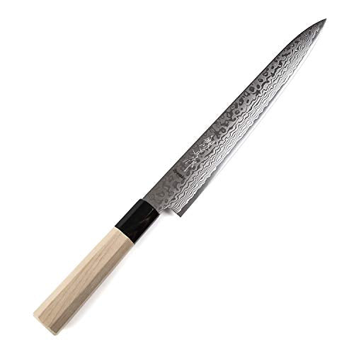 Syosaku Japanese Sujihiki Best Sharp Kitchen Chef Knife Damascus ZA18 69 Layer Octagonal Magnolia Wood Handle, Slicer 9.5-inch (240mm) - Syosaku-Japan
