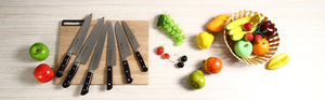 Syosaku Japanese Multi Purpose Best Sharp Kitchen Chef Knife INOX AUS-8A Stainless Steel Black Pakkawood Handle, Santoku 7-inch (180mm) - Syosaku-Japan