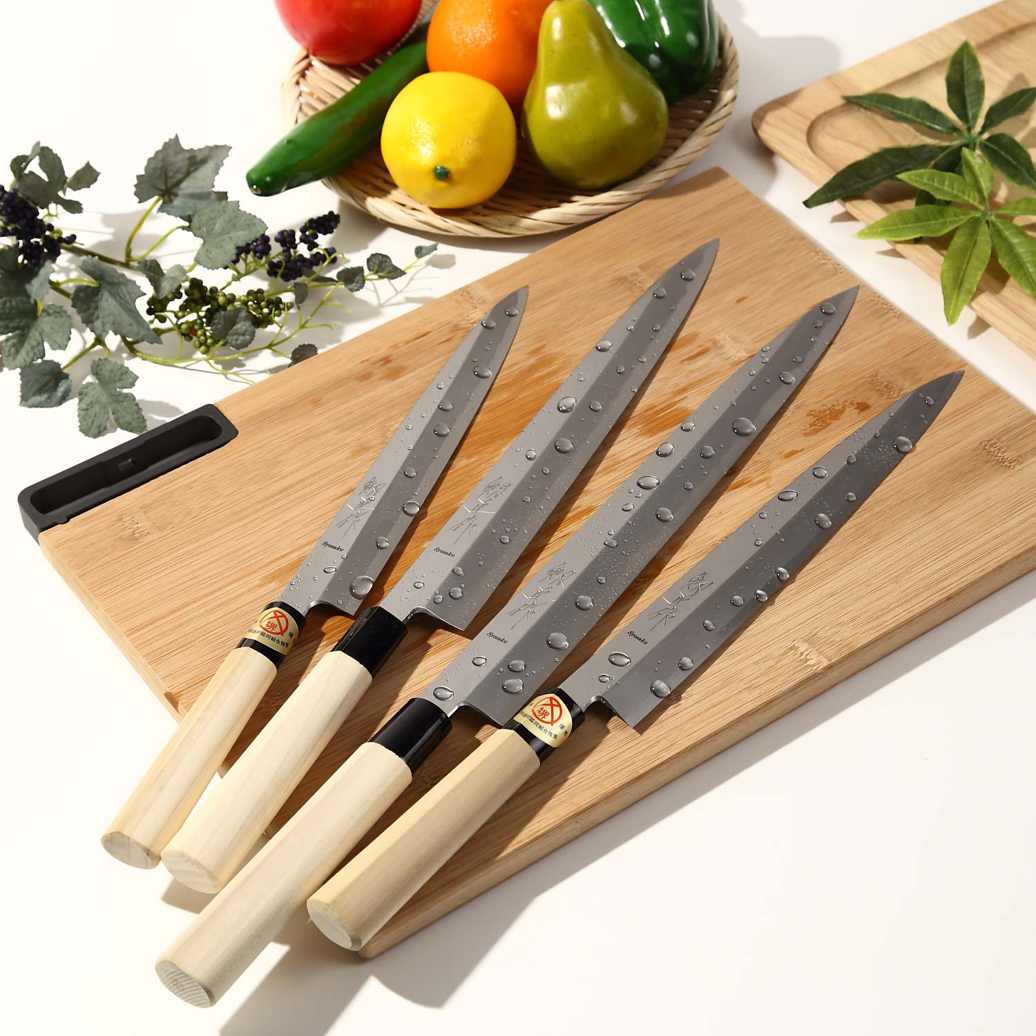 Syosaku Japanese Sushi Sashimi Chef Knife Kigami(Yellow Steel)-No.2 D-Shape Magnolia Wood Handle, Yanagiba 13-inch (330mm)