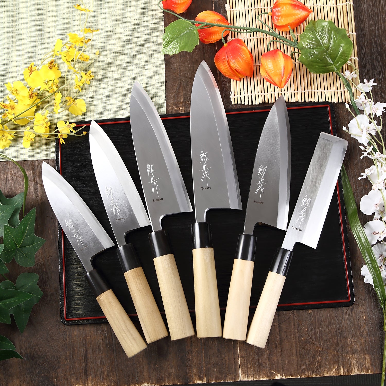 Syosaku Japanese Sushi Fillet Chef Knife Kigami(Yellow Steel)-No.2 D-Shape Magnolia Wood Handle, Deba 8.3-inch (210mm)