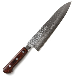 Syosaku Japanese Best Sharp Kitchen Chef Knife Hammered Damascus VG-10 16 Layer Mahogany Handle, Gyuto 8.3-inch (210mm) - Syosaku-Japan
