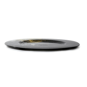 Syosaku Japanese Urushi Glass Charger Plate 13.9-inch (35cm) Jet Black with Gold Leaf, Dishwasher Safe - Syosaku-Japan