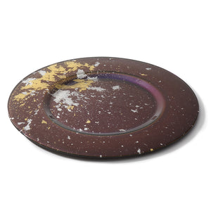 Syosaku Japanese Urushi Glass Charger Plate 13.9-inch (35cm) Majestic Blue with Gold Leaf, Dishwasher Safe - Syosaku-Japan