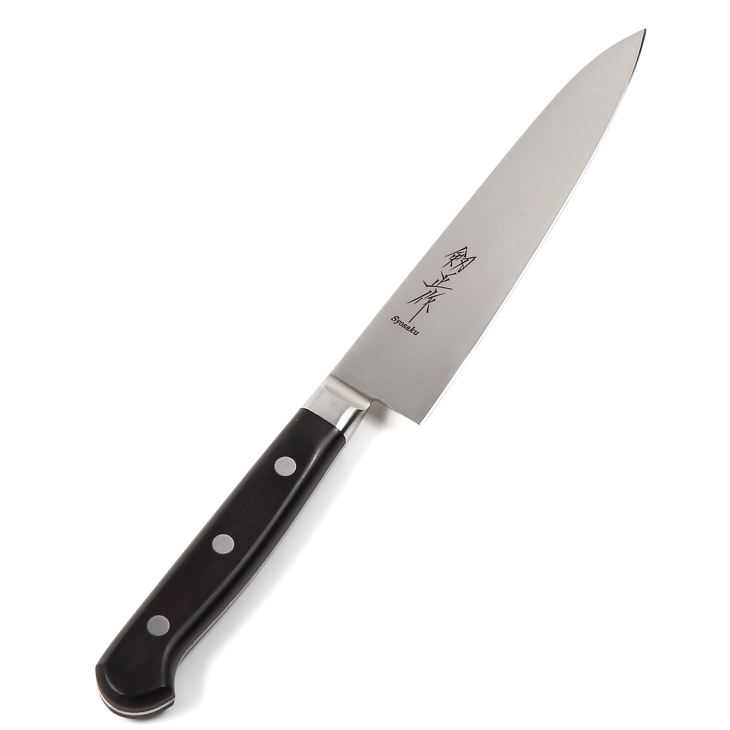 Syosaku Japanese Petty Best Sharp Kitchen Chef Knife INOX AUS-8A Stainless Steel Black Pakkawood Handle, 6-inch (150mm) - Syosaku-Japan