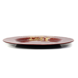 Syosaku Japanese Urushi Glass Dinner Plate 12.5-inch (32cm) Vermilion with Gold Leaf, Dishwasher Safe - Syosaku-Japan