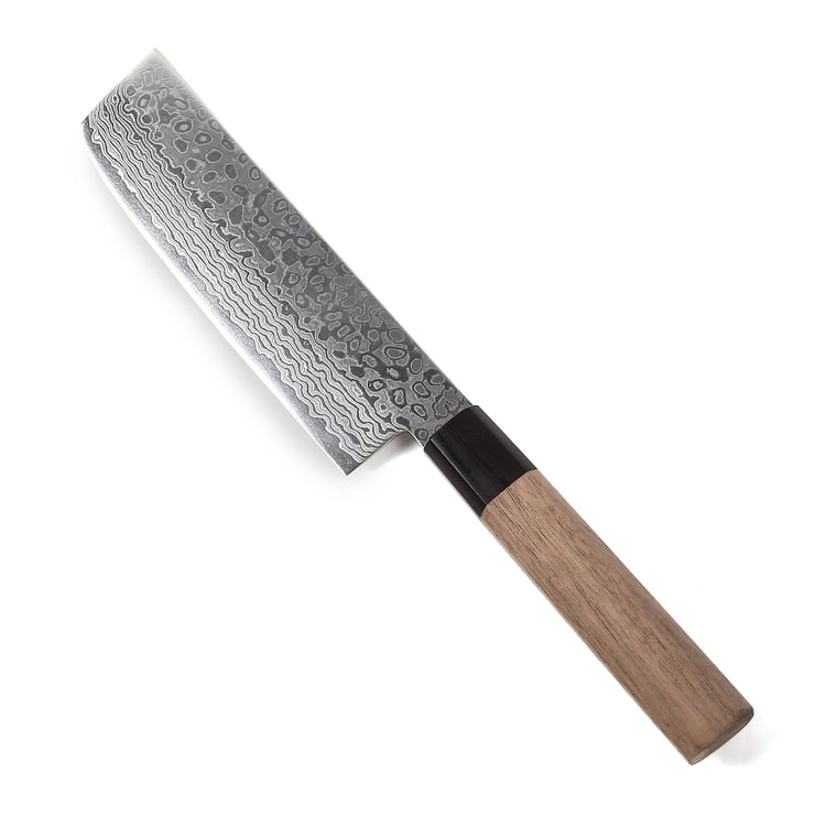 Syosaku Japanese Vegetable Best Sharp Kitchen Chef Knife Damascus ZA18 69 Layer Octagonal Walnut Handle, Nakiri 6.3-inch (160mm) - Syosaku-Japan