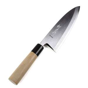 Syosaku Japanese Sushi Fillet Best Sharp Kitchen Chef Knife Shiroko(White Steel)-No.2 D-Shape Magnolia Wood Handle, Deba 7-inch (180mm) - Syosaku-Japan