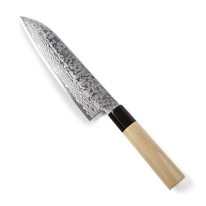 Syosaku Japanese Multi Purpose Best Sharp Kitchen Chef Knife Damascus ZA18 69 Layer Octagonal Magnolia Wood Handle, Santoku 7-inch (180mm) - Syosaku-Japan