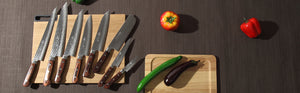 Syosaku Japanese Petty Best Sharp Kitchen Chef Knife Hammered Damascus VG-10 16 Layer Mahogany Handle, 5.3-inch (135mm) with Magnolia Sheath Saya - Syosaku-Japan