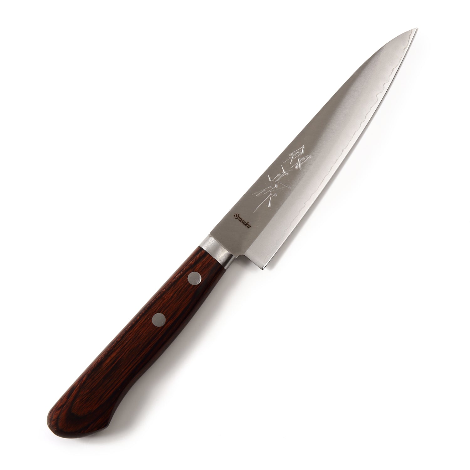 Syosaku Japanese Petty Best Sharp Kitchen Chef Knife VG-1 Gold Stainless Steel Mahogany Handle, 5.3-inch (135mm) - Syosaku-Japan