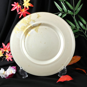 Syosaku Japanese Urushi Glass Charger Plate 13.9-inch (35cm) Majestic White with Gold Leaf, Dishwasher Safe - Syosaku-Japan
