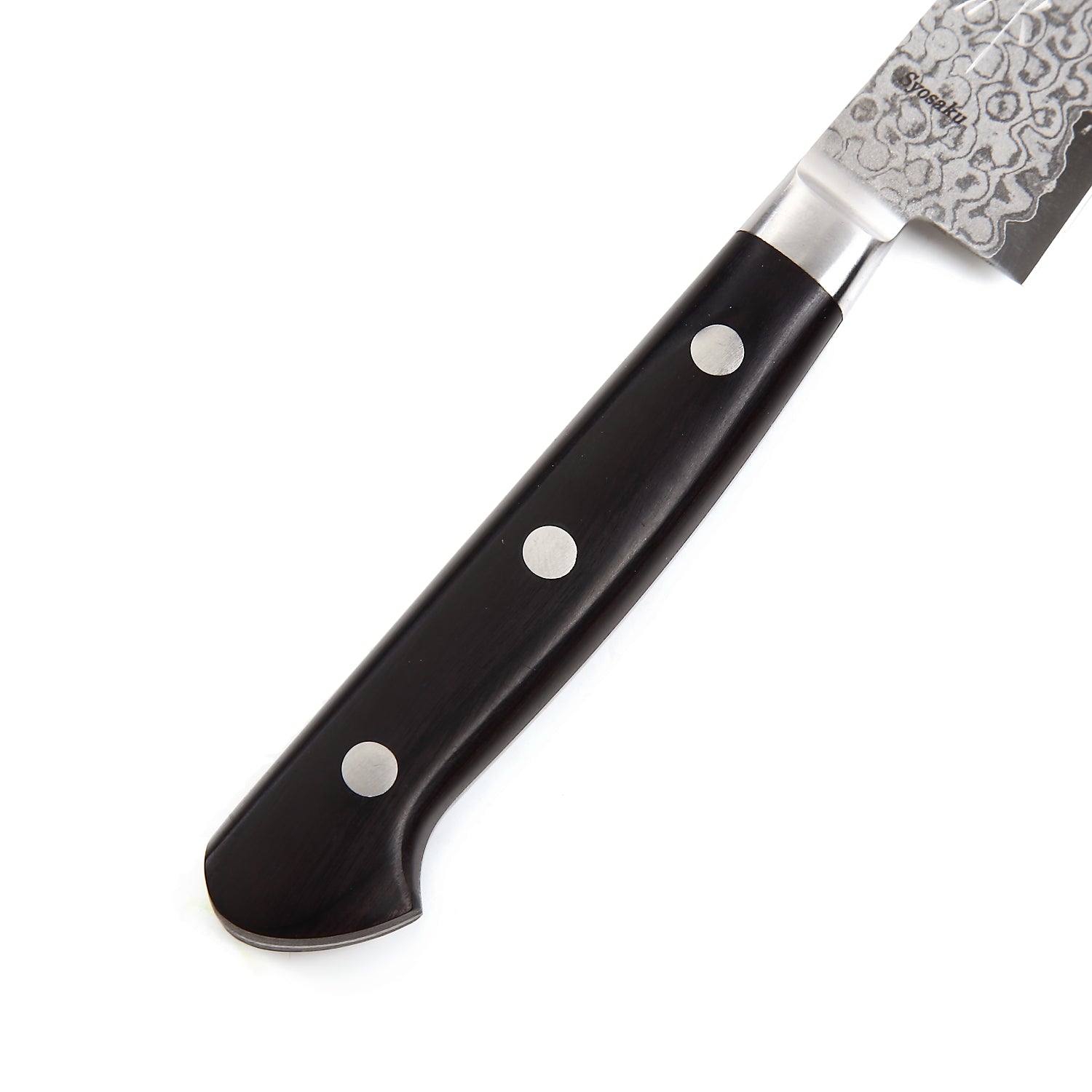 Syosaku Japanese Petty Best Sharp Kitchen Chef Knife Shaded Damascus VG-10 16 Layer Black Pakkawood Handle, 5.3-inch (135mm) - Syosaku-Japan