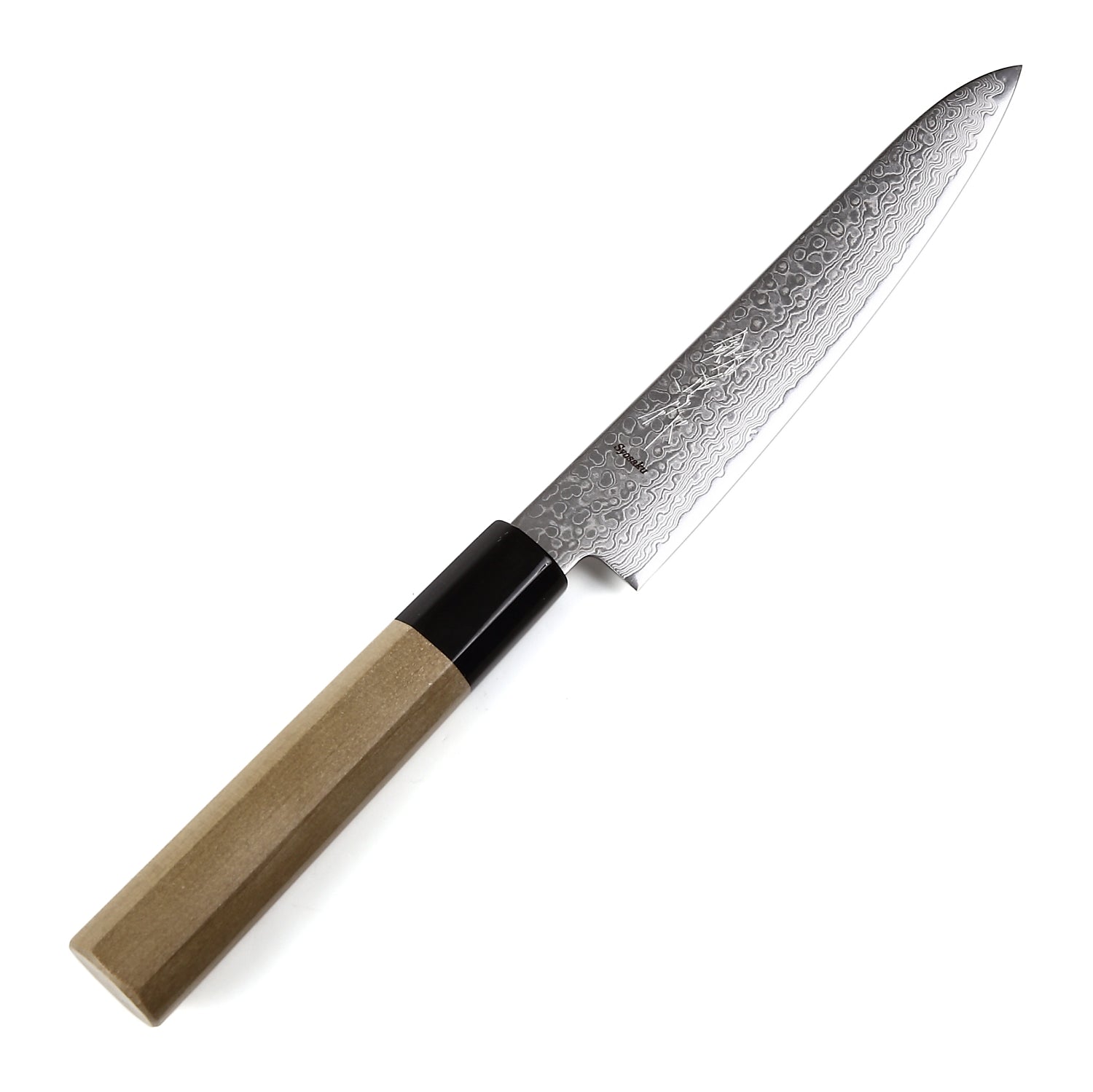 Syosaku Japanese Petty Best Sharp Kitchen Chef Knife Damascus ZA18 69 Layer Octagonal Magnolia Wood Handle, 6-inch (150mm) - Syosaku-Japan