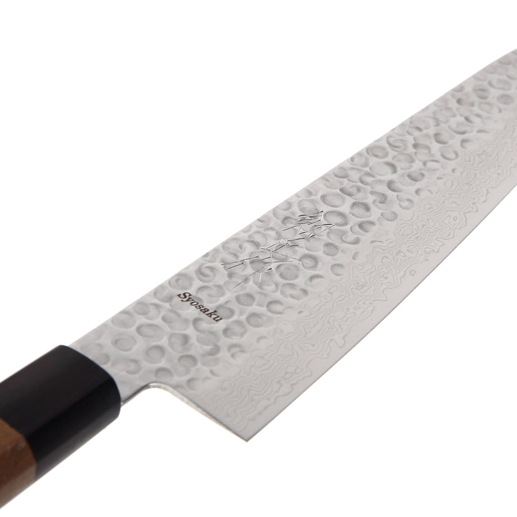 Syosaku Japanese Best Sharp Kitchen Chef Knife Hammered Damascus VG-10 46 Layer Octagonal Walnut Handle, Gyuto 9.5-inch (240mm) - Syosaku-Japan