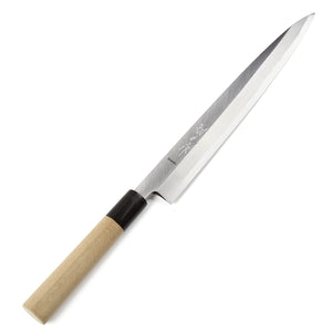 Syosaku Japanese Sushi Sashimi Best Sharp Kitchen Chef Knife Shiroko(White Steel)-No.2 D-Shape Magnolia Wood Handle, Yanagiba 9.5-inch (240mm) - Syosaku-Japan