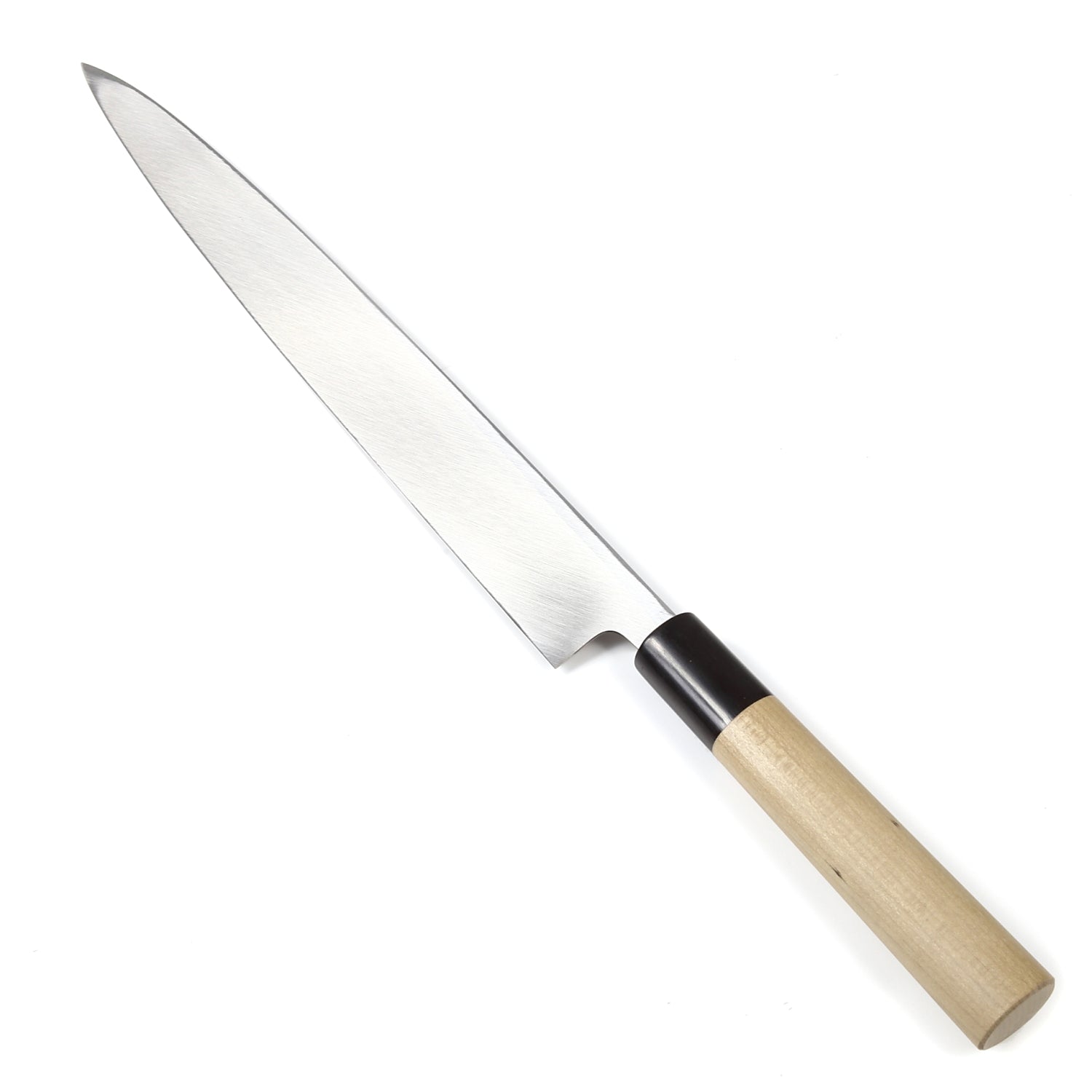 Syosaku Japanese Sushi Sashimi Best Sharp Kitchen Chef Knife Shiroko(White Steel)-No.2 D-Shape Magnolia Wood Handle, Yanagiba 9.5-inch (240mm) - Syosaku-Japan