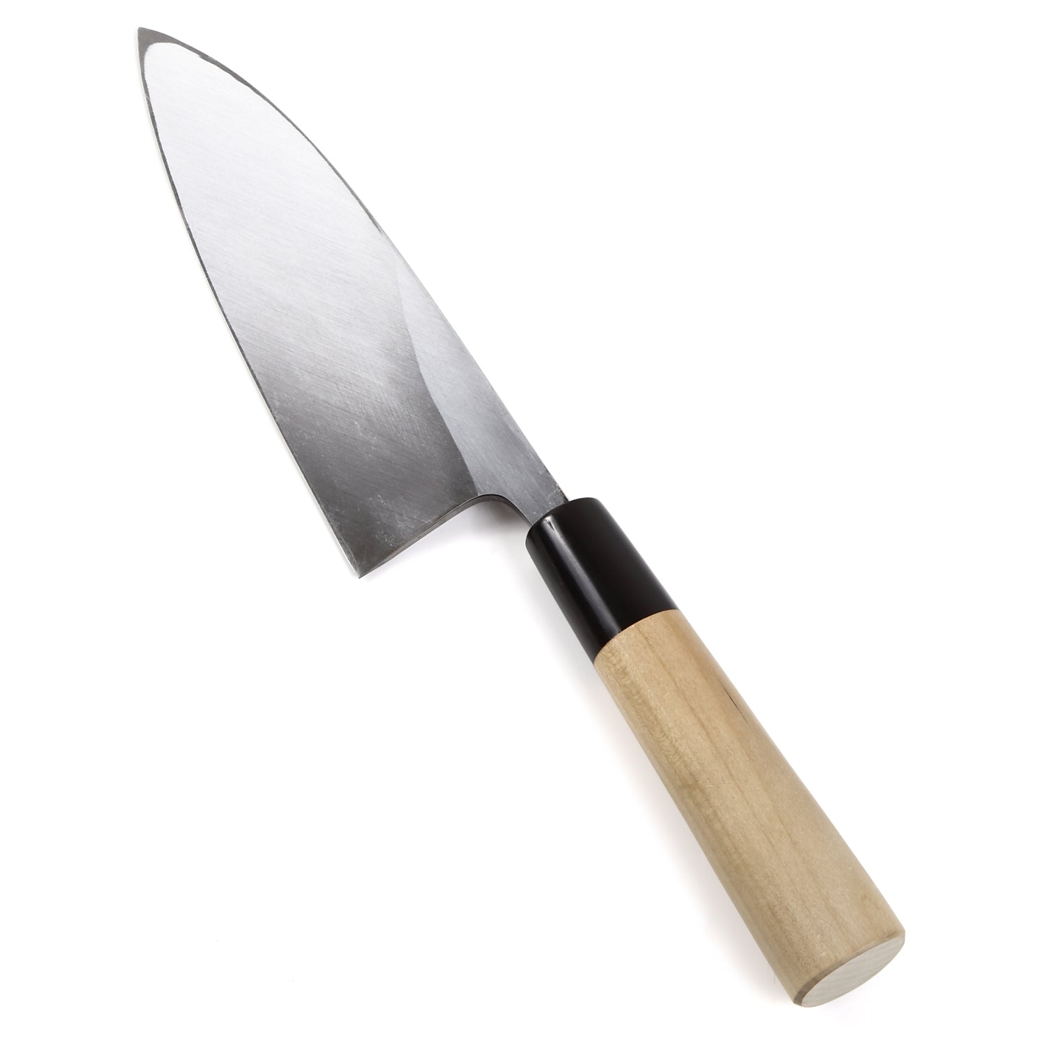 Syosaku Japanese Sushi Fillet Chef Knife Shiroko(White Steel)-No.2 D-Shape Magnolia Wood Handle, Deba 6-Inch (150mm)