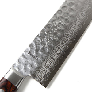 Syosaku Japanese Multi-Purpose Best Sharp Kitchen Chef Knife Hammered Damascus VG-10 16 Layer Mahogany Handle, Santoku 7-inch (180mm) - Syosaku-Japan