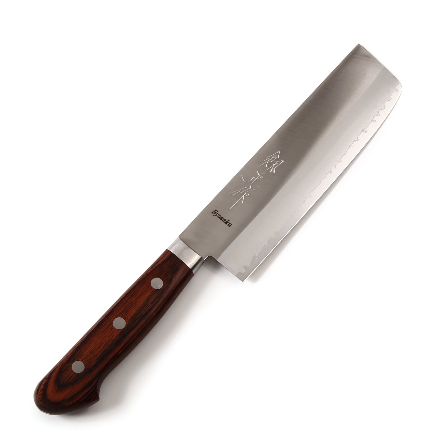 Syosaku Japanese Vegetable Best Sharp Kitchen Chef Knife VG-1 Gold Stainless Steel Mahogany Handle, Nakiri 6.3-inch (160mm) - Syosaku-Japan