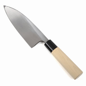 Syosaku Japanese Sushi Fillet Best Sharp Kitchen Chef Knife Kigami(Yellow Steel)-No.2 D-Shape Magnolia Wood Handle, Deba 6-inch (150mm) - Syosaku-Japan