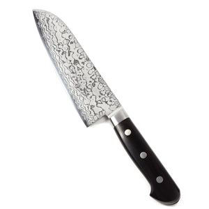 Syosaku Japanese Multi Purpose Best Sharp Kitchen Chef Knife Shaded Damascus VG-10 16 Layer Black Pakkawood Handle, Santoku 6.5-inch (165mm) - Syosaku-Japan