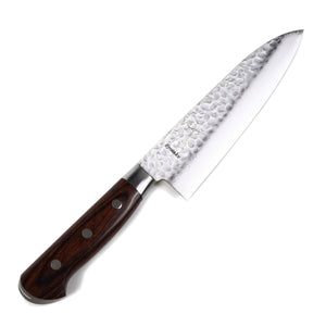 Syosaku Japanese Best Sharp Kitchen Chef Knife Hammered Damascus VG-10 16 Layer Mahogany Handle, Gyuto 7-inch (180mm) - Syosaku-Japan