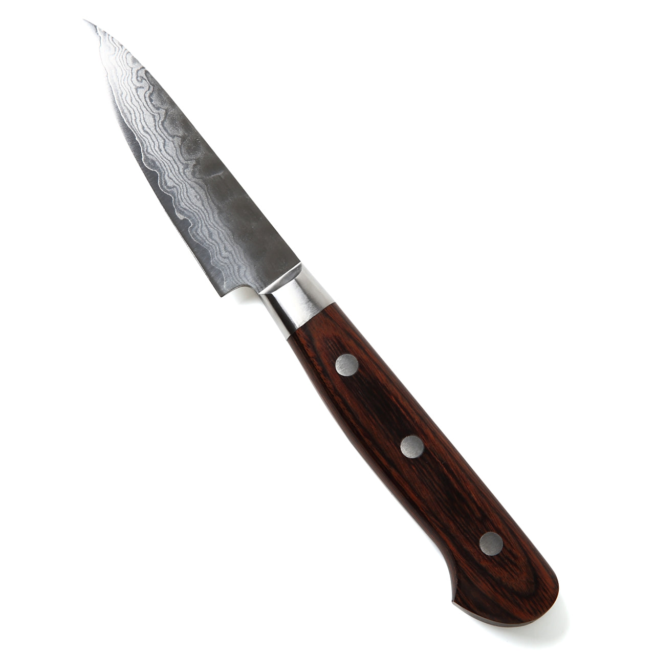 Syosaku Japanese Paring Best Sharp Kitchen Chef Knife Hammered Damascus VG-10 16 Layer Mahogany Handle, 3-inch (80mm) - Syosaku-Japan