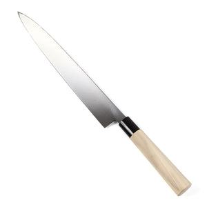 Syosaku Japanese Sushi Sashimi Best Sharp Kitchen Chef Knife Kigami(Yellow Steel)-No.2 D-Shape Magnolia Wood Handle, Yanagiba 11.8-inch (300mm) - Syosaku-Japan