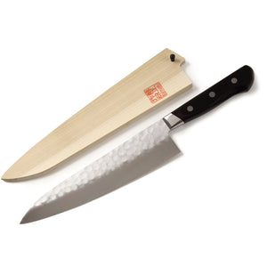 Syosaku Japanese Best Sharp Kitchen Chef Knife Aoko(Blue Steel)-No.2 Black Pakkawood Handle, Gyuto 8-inch (200mm) with Magnolia Wood Sheath Saya Cover - Syosaku-Japan