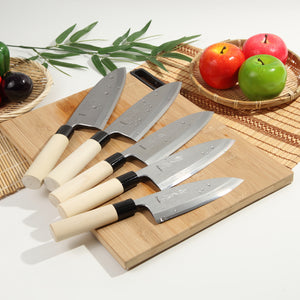Syosaku Japanese Sushi Fillet Best Sharp Kitchen Chef Knife Kigami(Yellow Steel)-No.2 D-Shape Magnolia Wood Handle, Deba 6.5-inch (165mm) - Syosaku-Japan